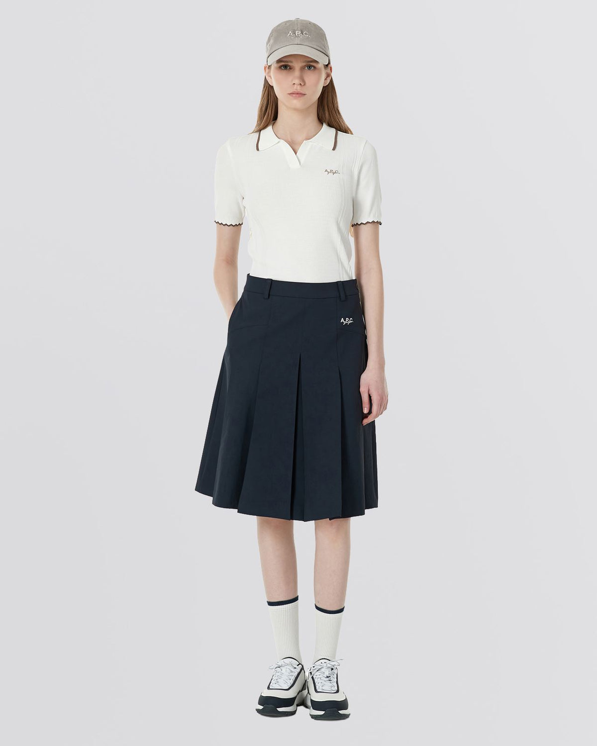 Leana Midi Pleated Skirt Marine