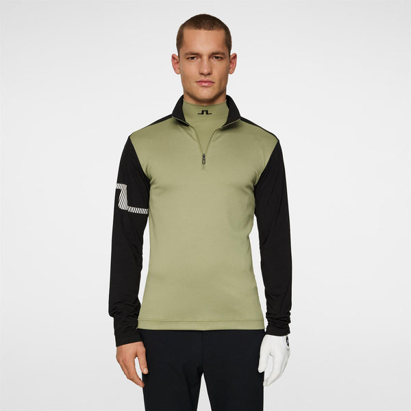J.Lindeberg Heath Strike Quarter Zip Mid Layer Oil Green