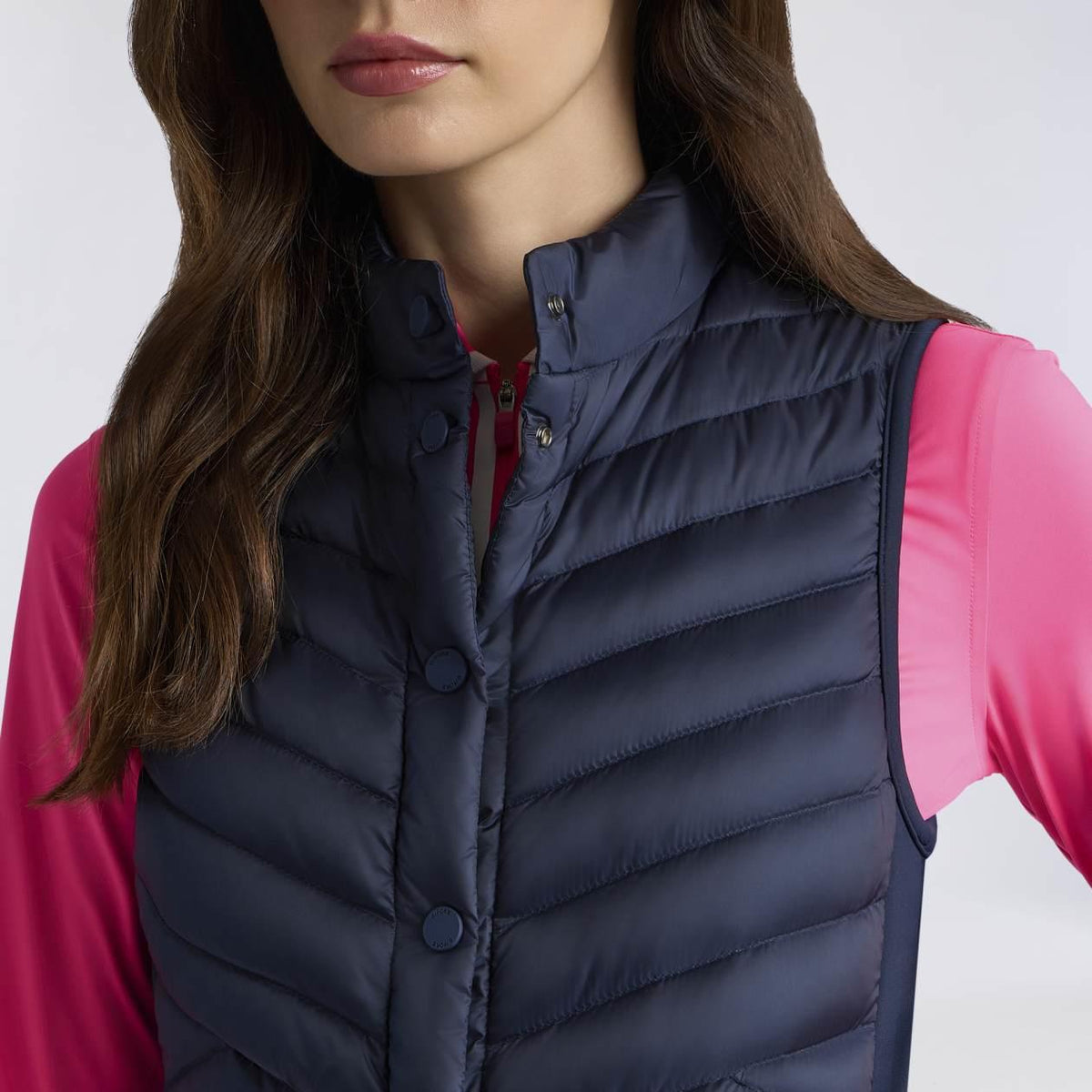 V Down Quilted Stretch Tech Interlock Vest Twlight