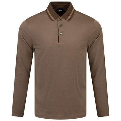 Pleins 23 Cotton Jersey Slim Fit Long Sleeve Polo Open Green - W23
