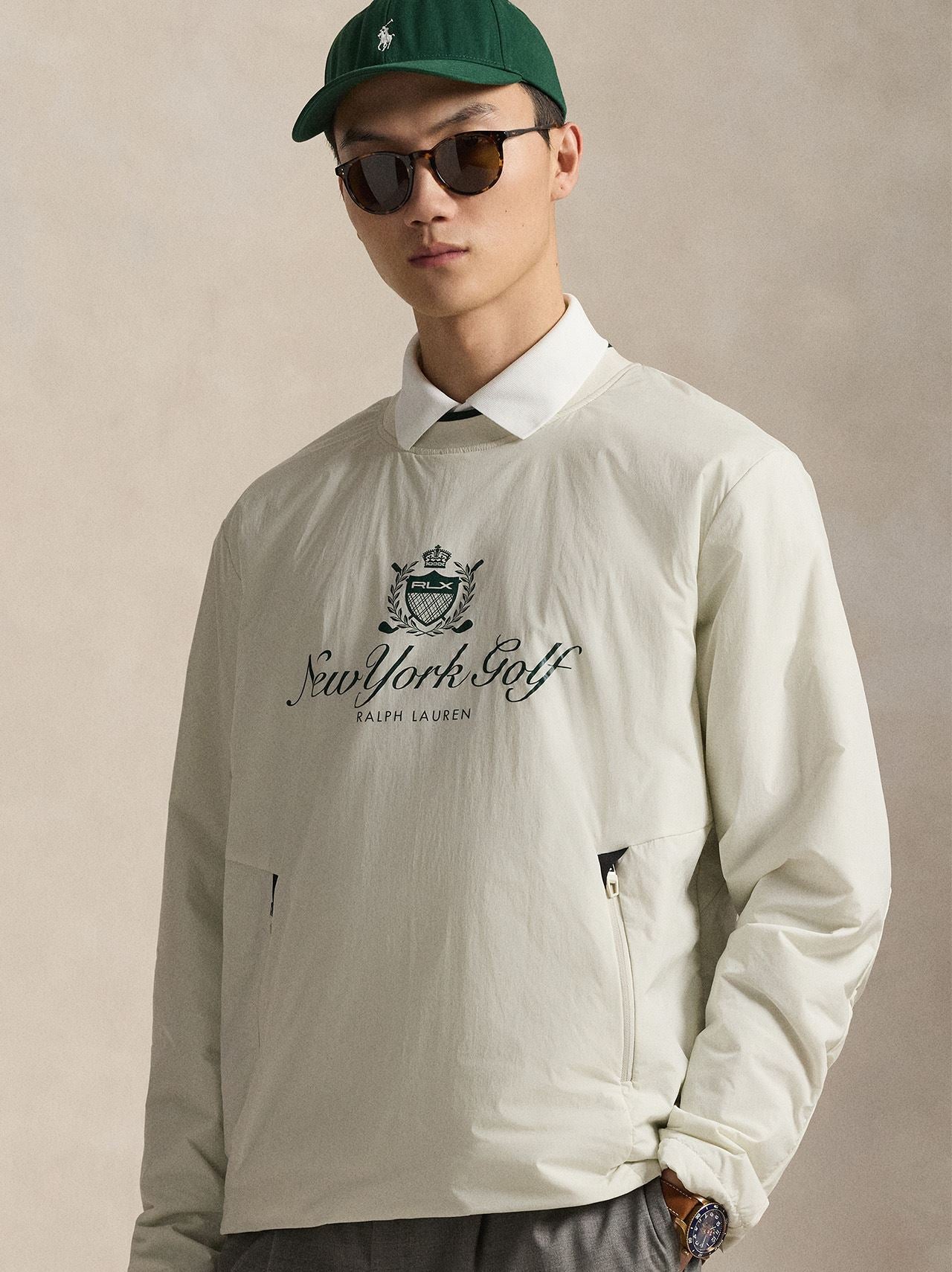 RLX Stretch Hybrid Graphic Pullover Stone Pebble