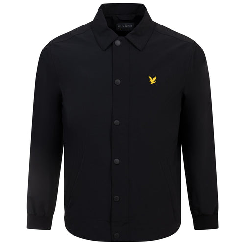 Golf Coach Collared Lightweight Shacket Jet Black