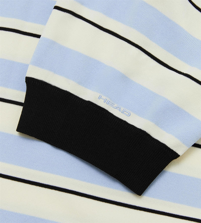 Striped Knit Polo Cream/Black/Blue