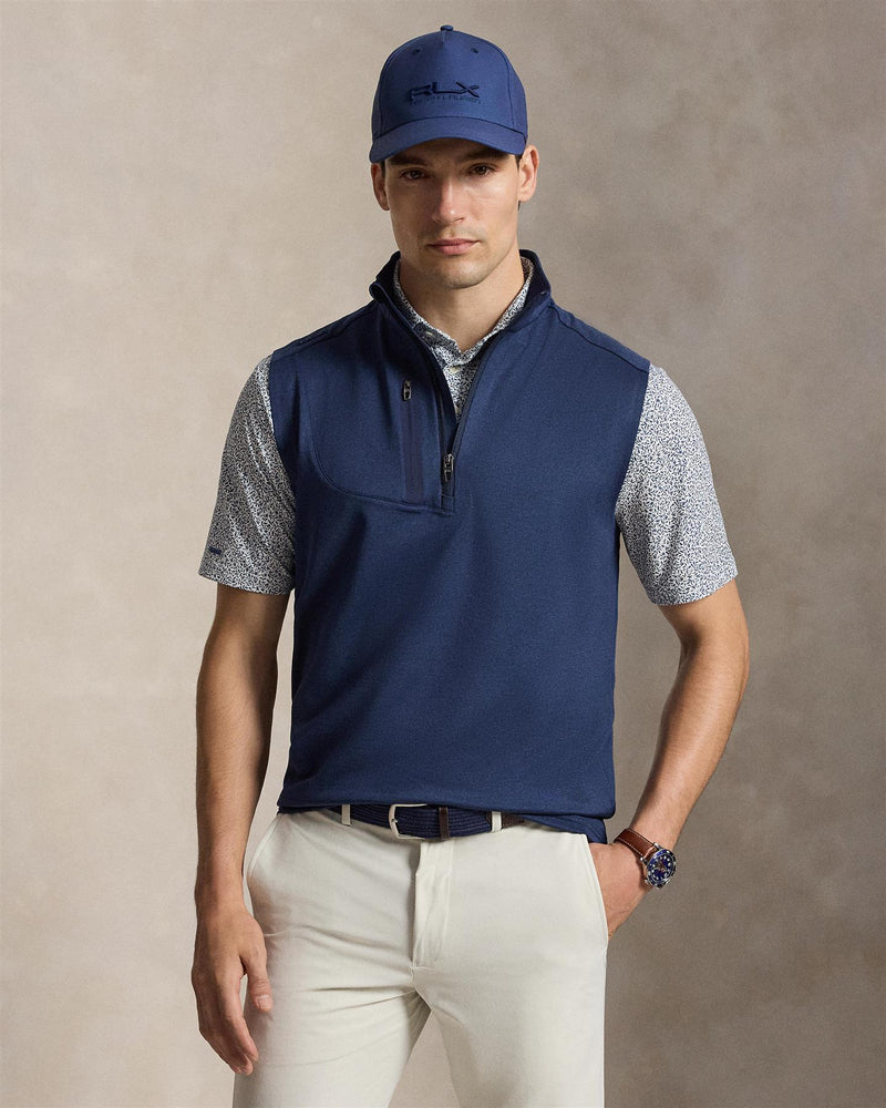 Stretch Jersey Quarter Zip Vest Spring Navy Heather