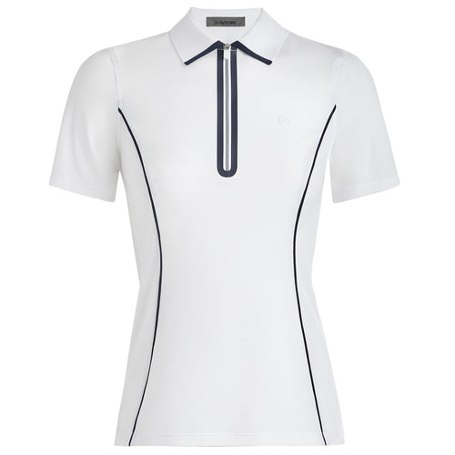 Womens Warp Knit Quarter Zip Polo Snow - AW24