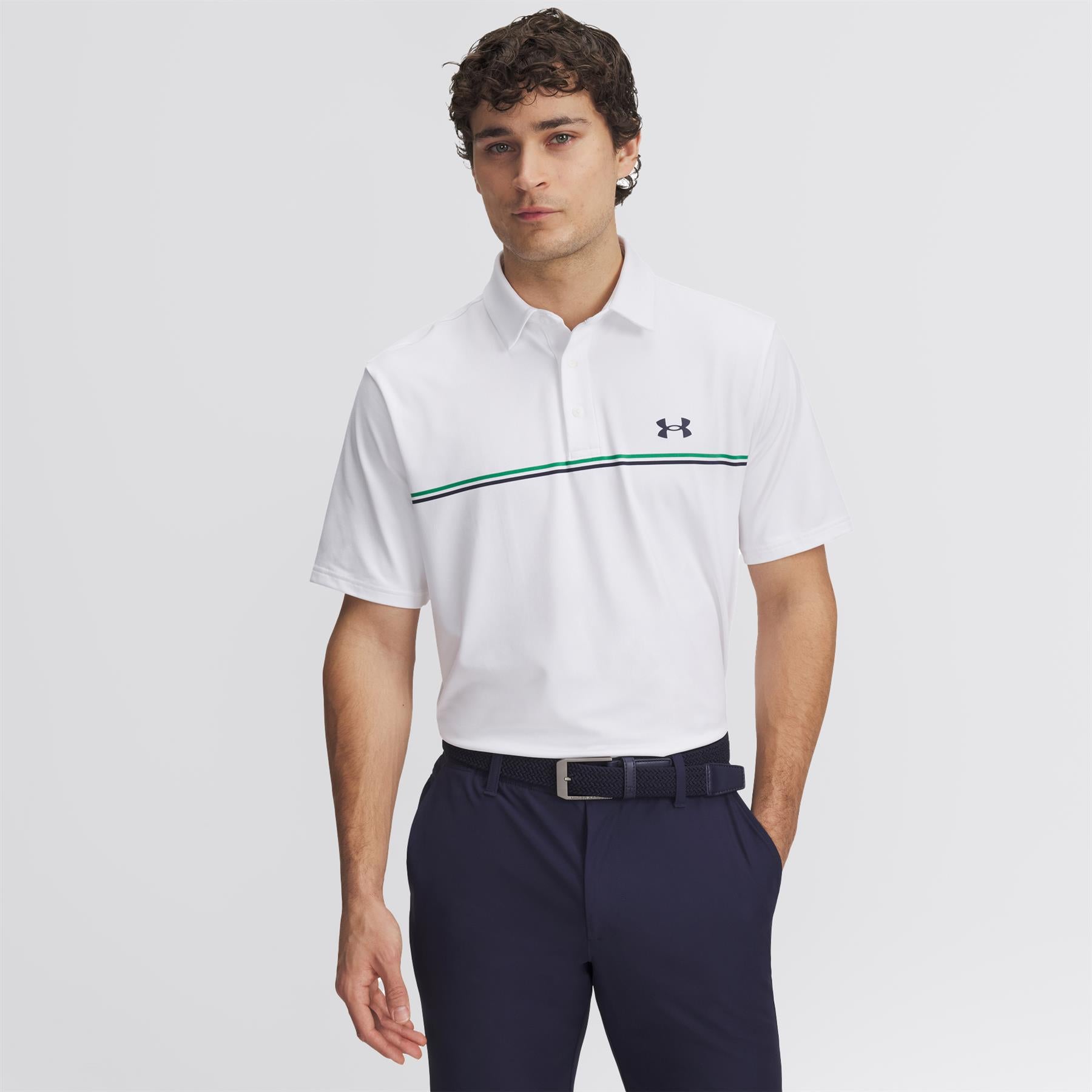 Playoff 3.0 Stripe Polo White/Green/Navy
