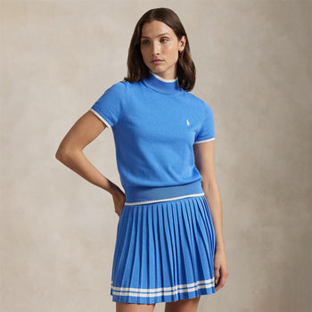 RLX SS Mock Neck Sweater Summer Blue/Ceramic White