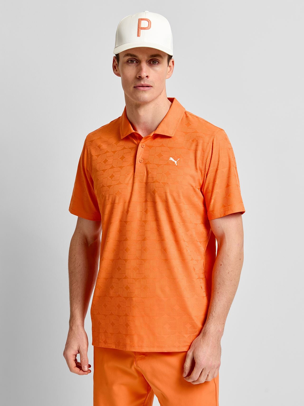MATTR Deco Jacquard Polo Shirt Melon Glow