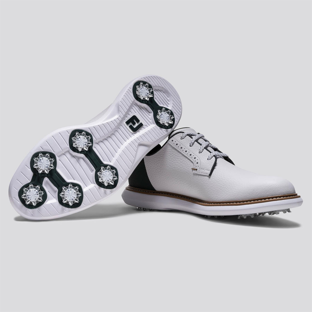 FJ Traditions Spiked Golf Shoes White/Green/Tan
