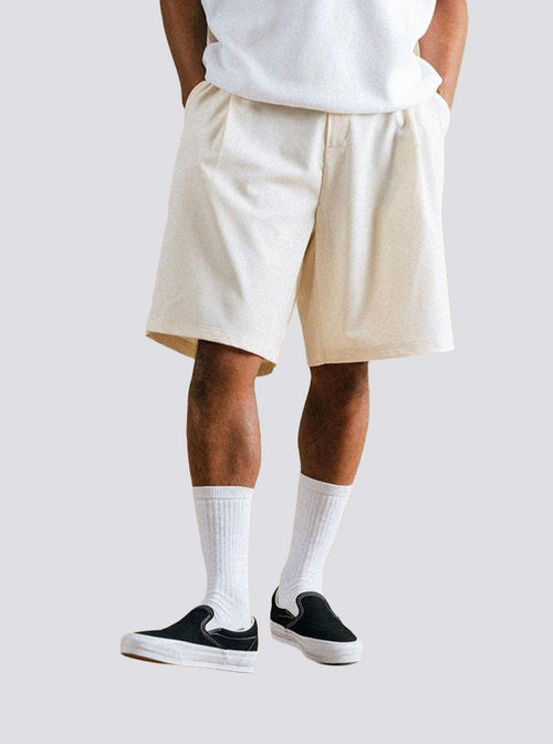 Calculus Baggy Slack Pleated Shorts Cream