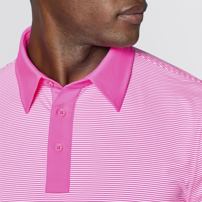 Feeder Stripe High Gauge Jersey Polo Knockout Pink