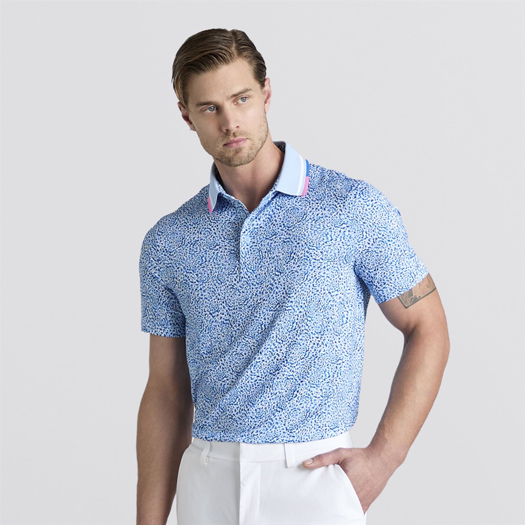 Fireworks Print Tech Jersey Polo Baja