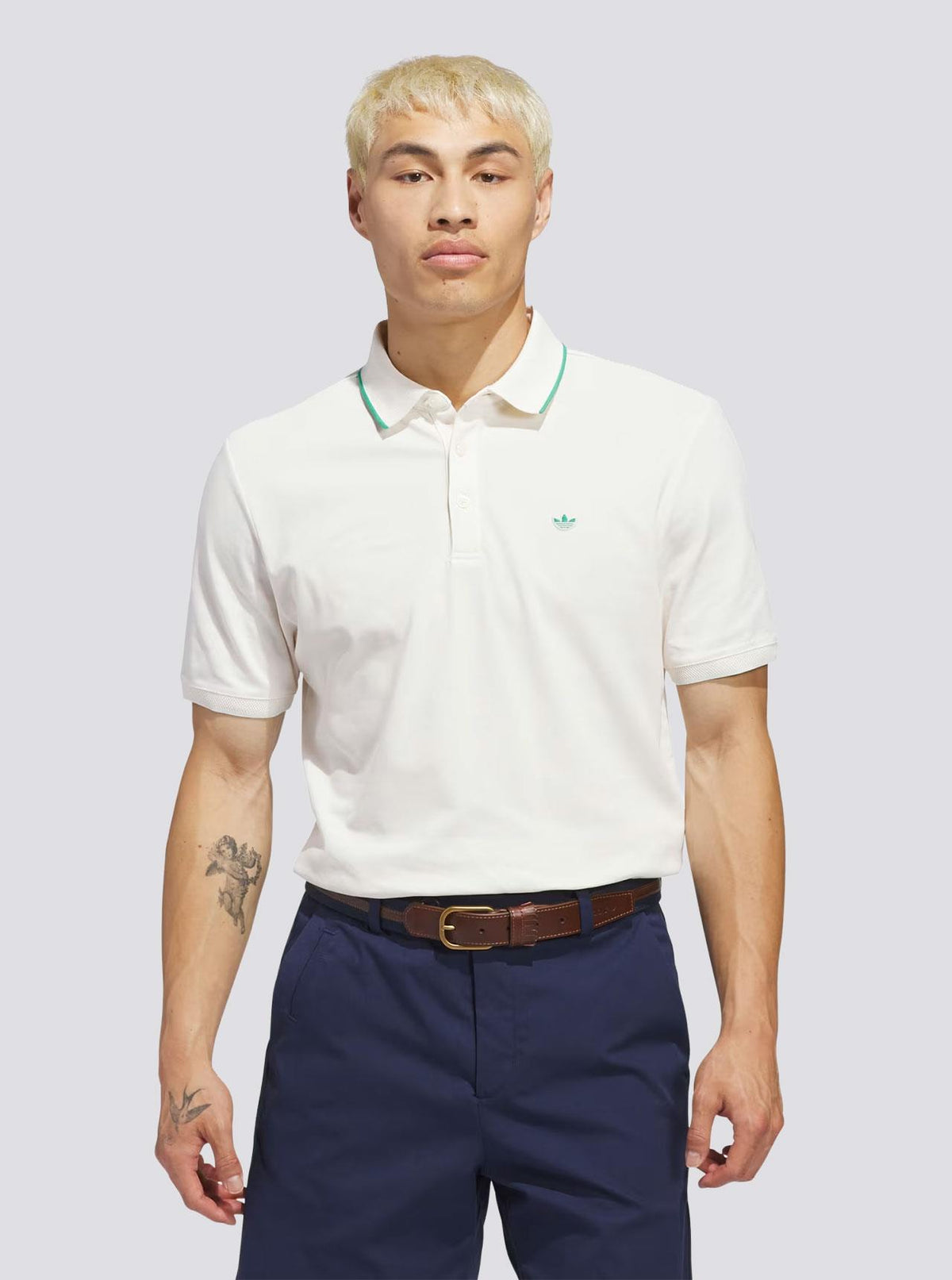 Originals Twistknit Trefoil Polo Chalk White/Court Green