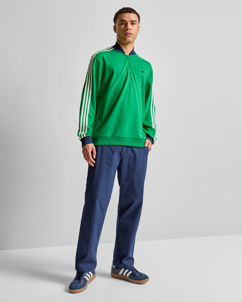 Originals 3-Stripe Quarter Zip Green/Night Indigo