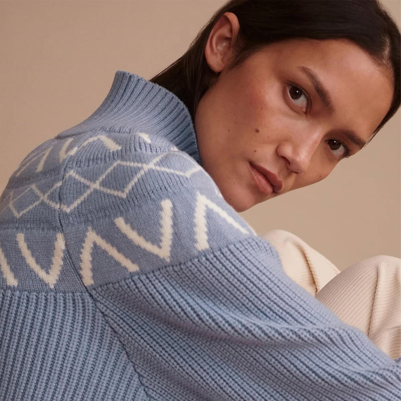 Marcie Fairisle Yoke Knit Sweater Glacier Blue