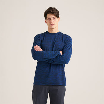 Long Sleeve Mesh Textured T-Shirt Navy
