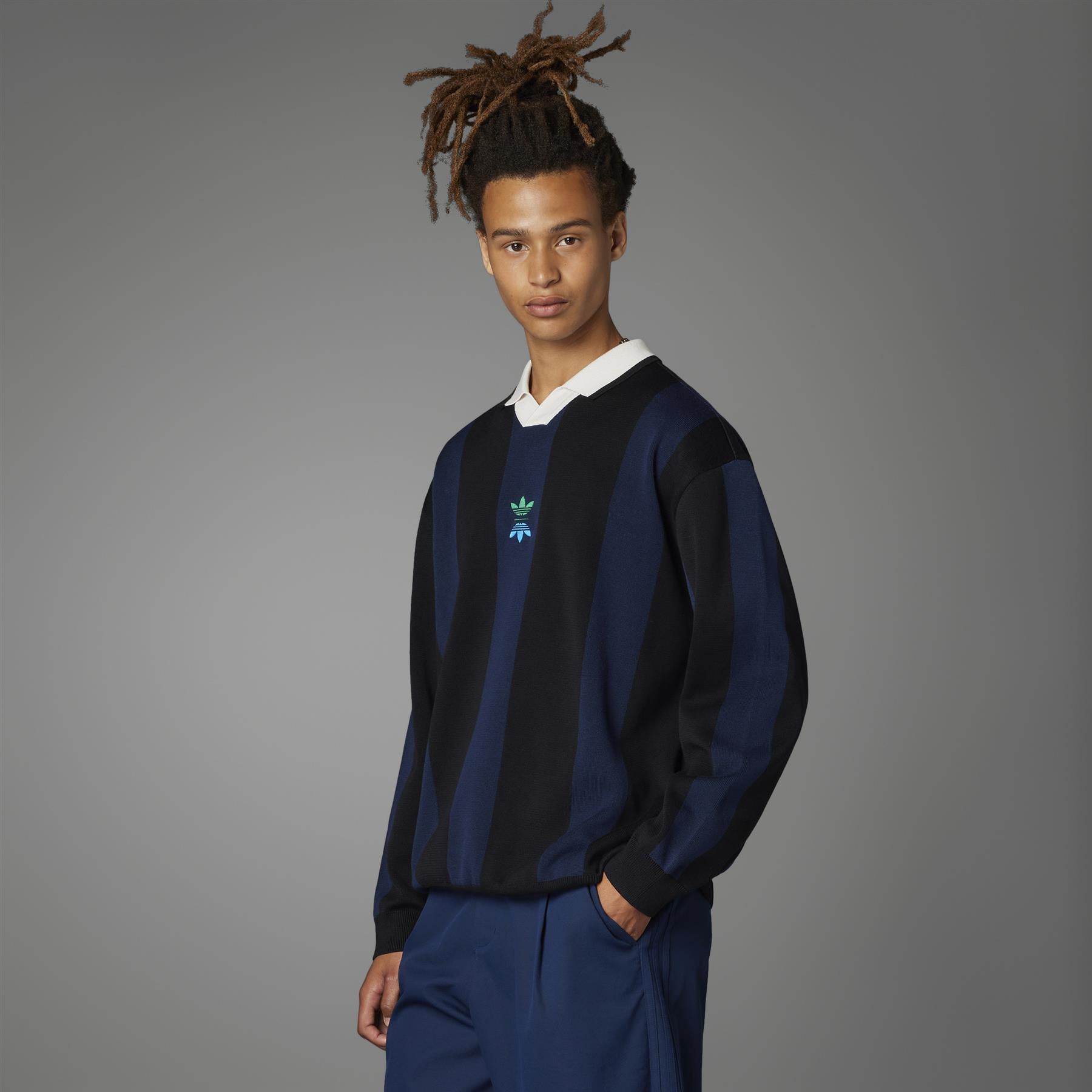 メンズウェア adidas golf Rolling Links Twist Weave adidas Rolling Links LS Stripe Polo Black | TRENDYGOLF UK