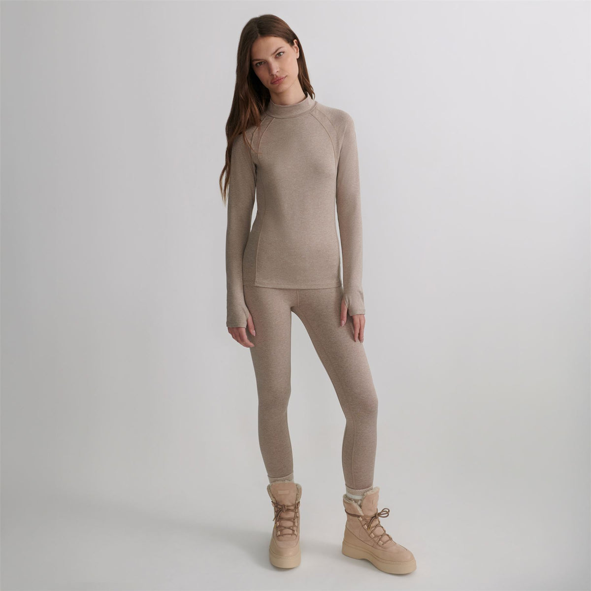 Always Warm Base Layer Top Taupe Marl