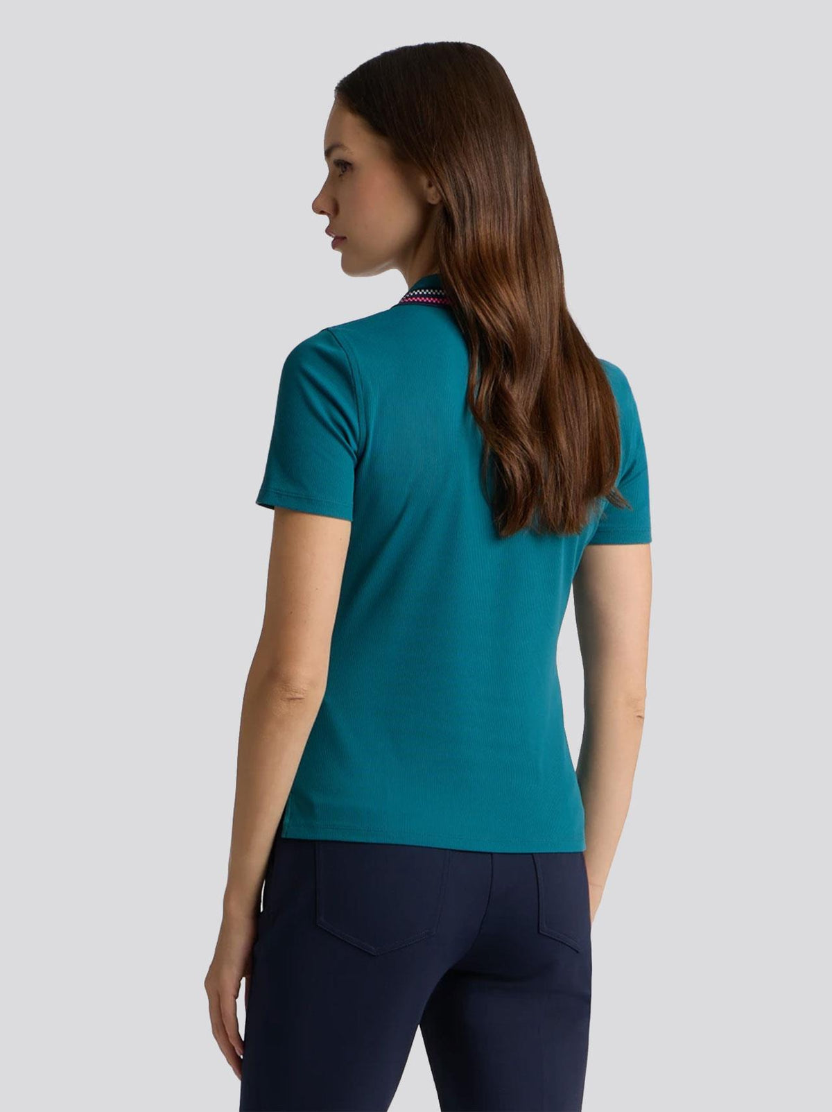 Ribbed Tech Nylon Polo Marine Teal