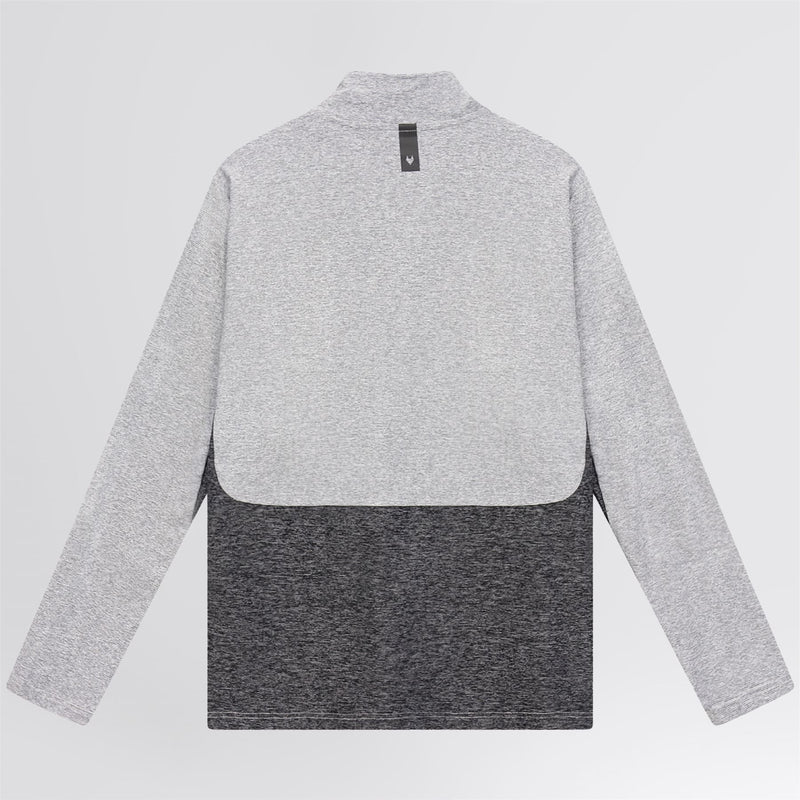 Panelled Mesh Quarter Zip Mid Layer Sage