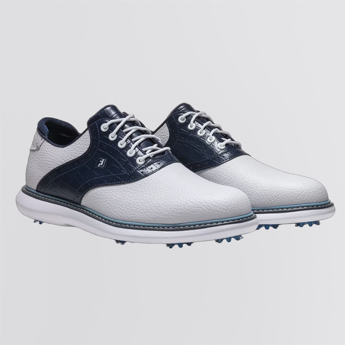 FJ Traditions Spiked Golf Shoes White/Navy/Blue