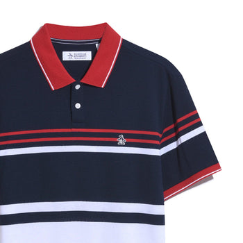 Honeycomb Jacquard Stripe Cotton Blend Polo Bright White