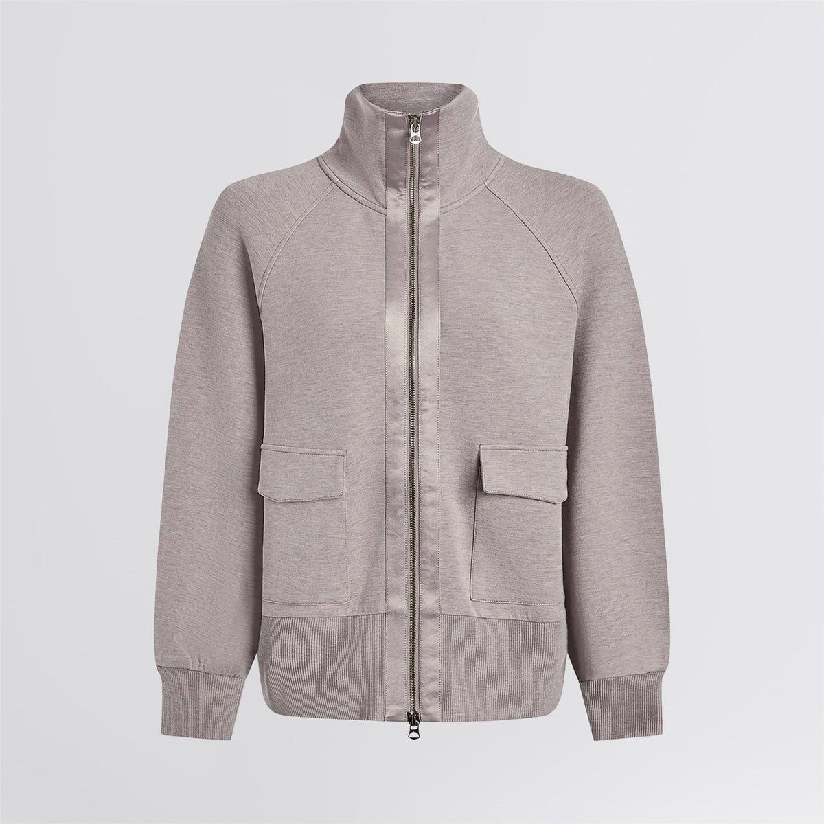 Roxbury Sweat Zip Through Taupe Marl