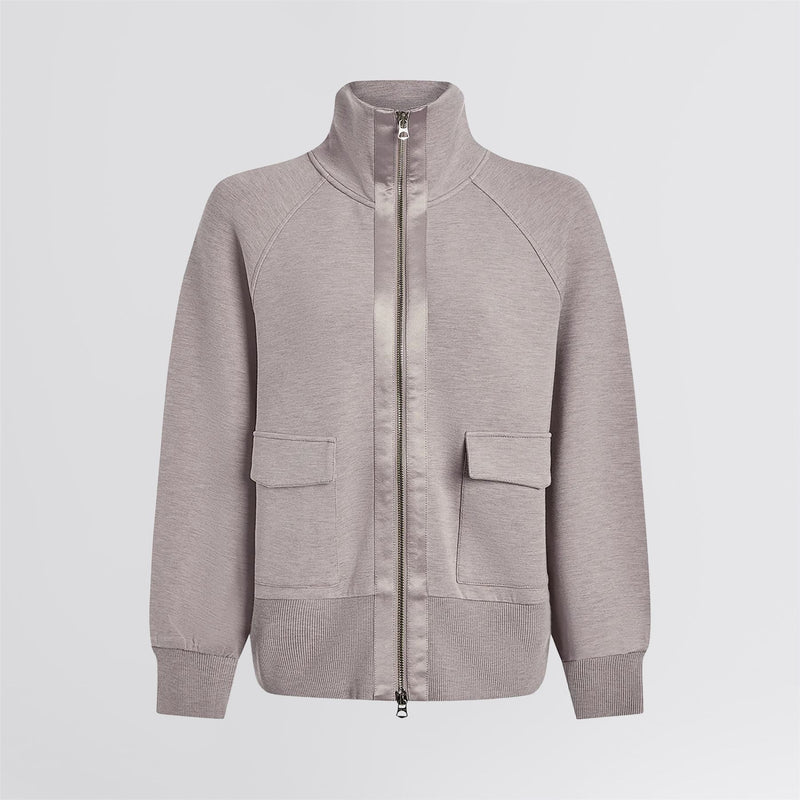 Roxbury Sweat Zip Through Taupe Marl