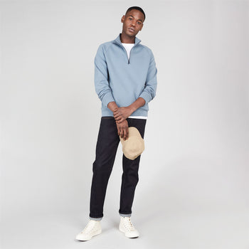 Premium Essentials Zip Neck Sweat Blue