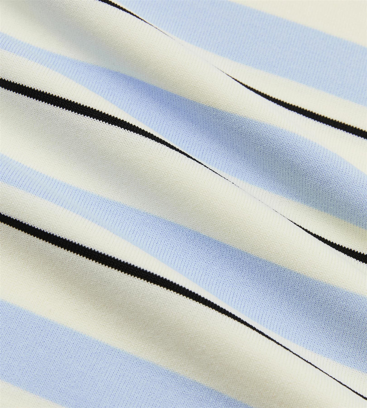 Striped Knit Polo Cream/Black/Blue