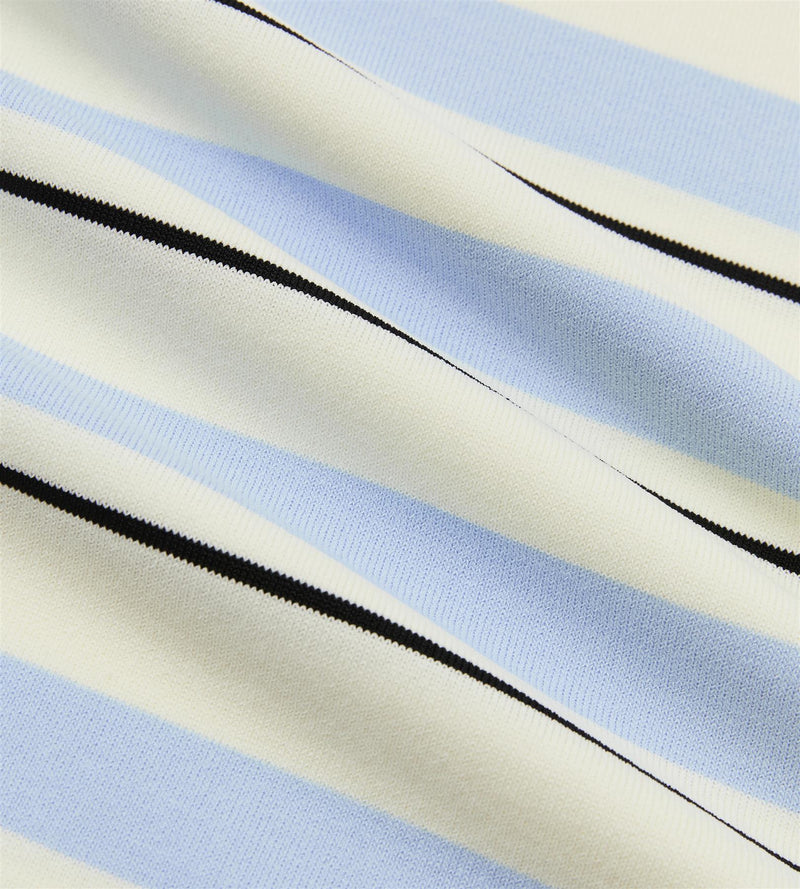 Striped Knit Polo Cream/Black/Blue