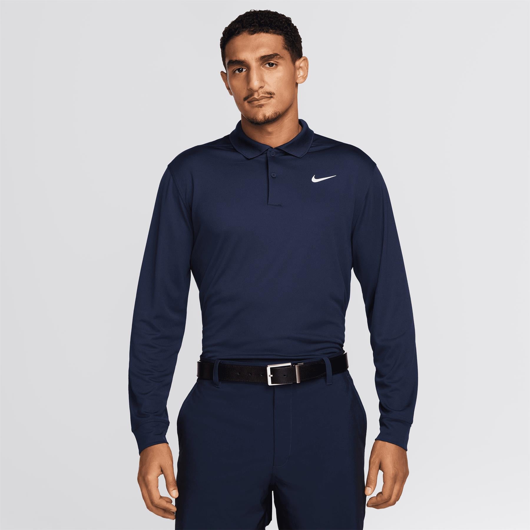 Dri-FIT Victory Solid LS Polo Obsidian/White