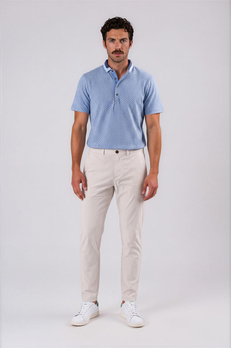 Mayberry Performance Polo Light Grey Heather Spur Print