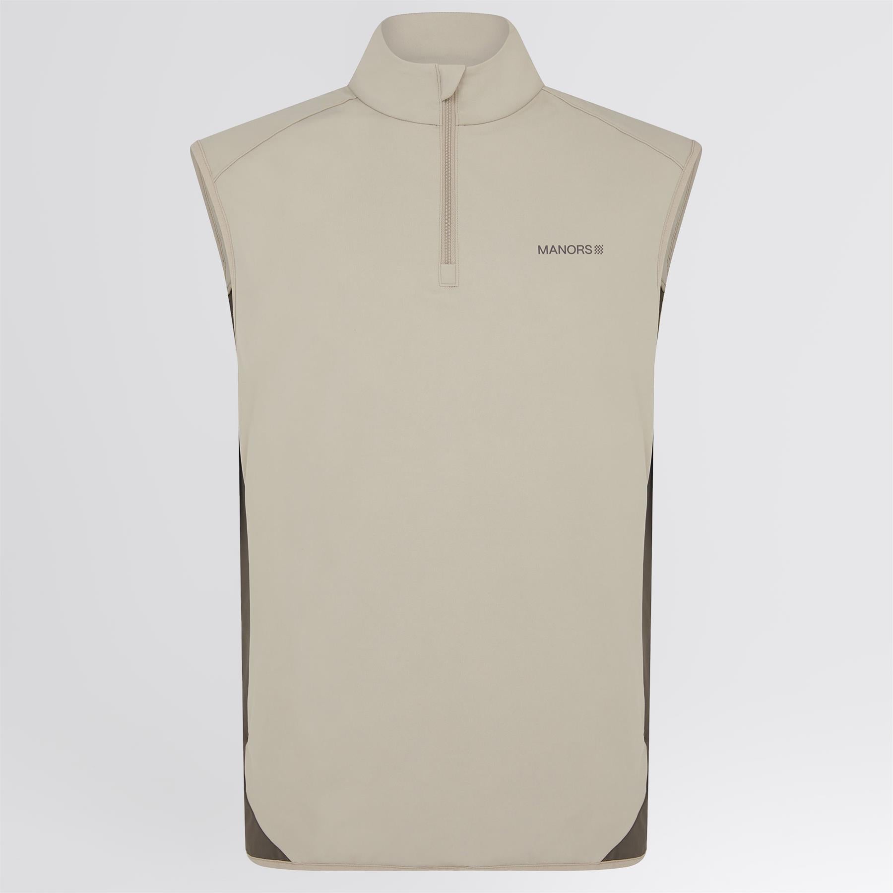 Manors Quarter Zip Tech Vest Greige | TRENDYGOLF UK