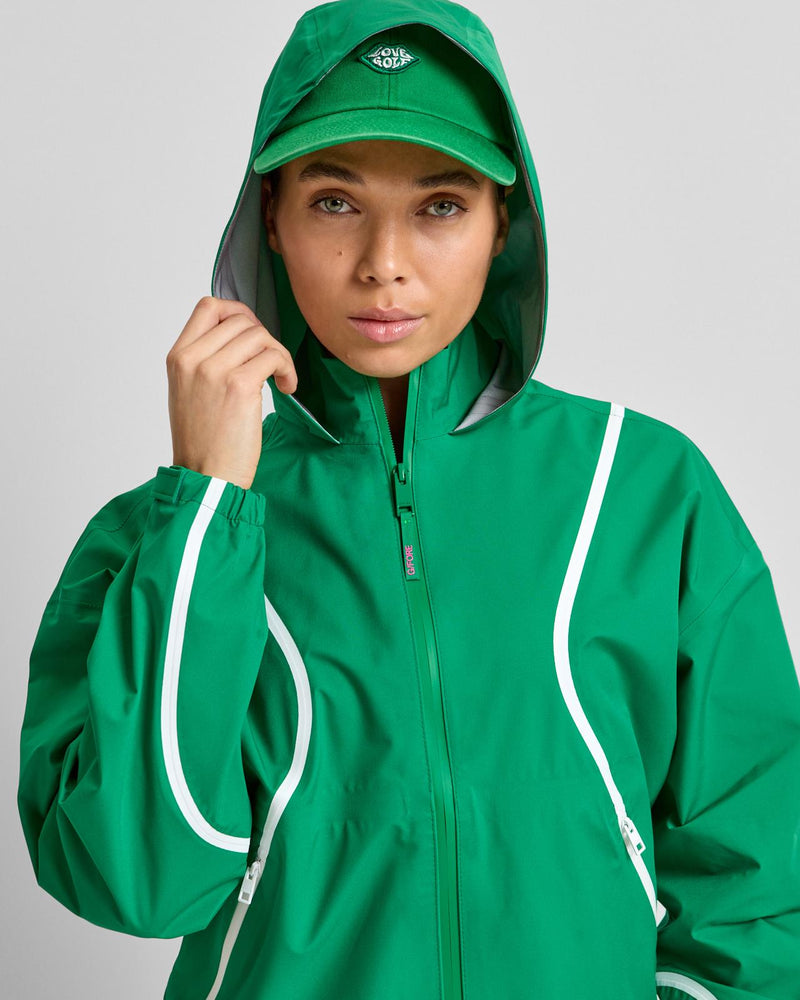 Paneled Waterproof Hooded Jacket Dark Clover