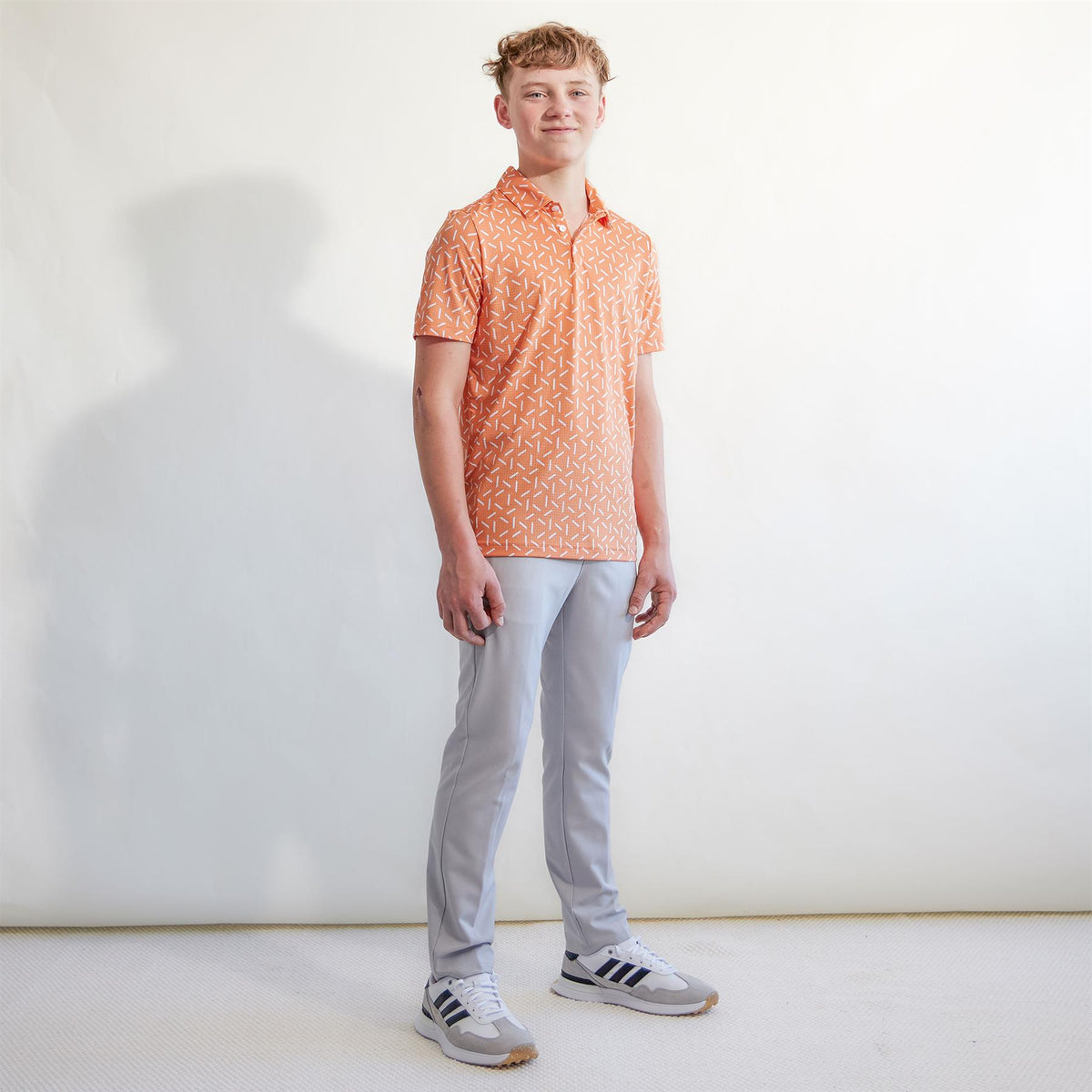 Boys Climacool Ultimate365 Printed Mesh Polo Dusky Orange