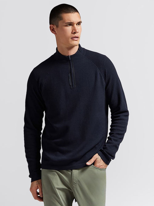 Merino Wool Blend Raglan Quarter Zip Mid Layer Twilight