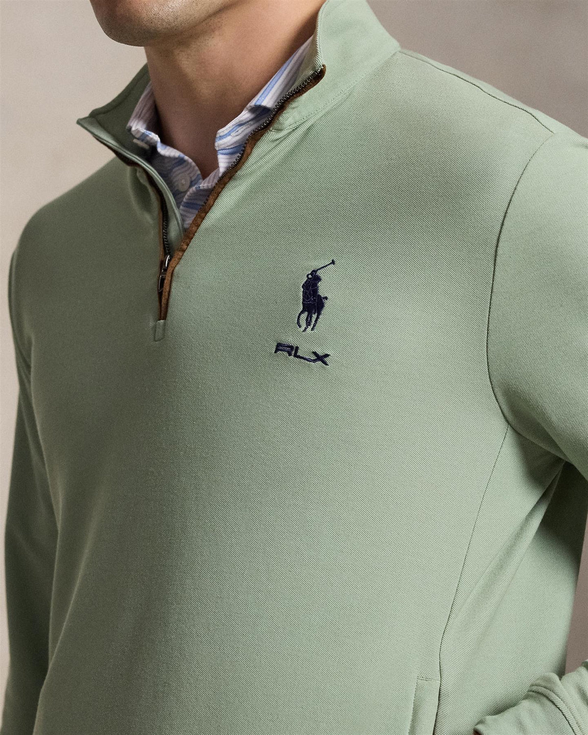 Mesh Quarter Zip Pullover Light Green