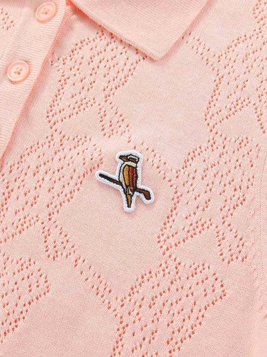 Pointelle Knit Polo Pink