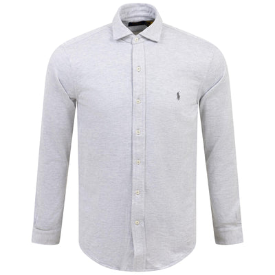 Polo Golf Standard Fit Button Down Cotton Pique Shirt Grey - SS24