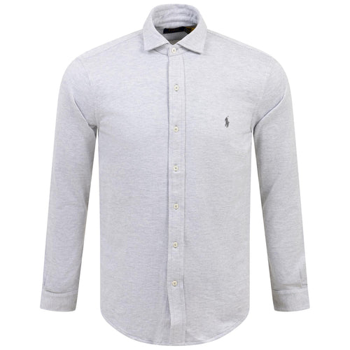Polo Golf Standard Fit Button Down Cotton Pique Shirt Grey - SS24