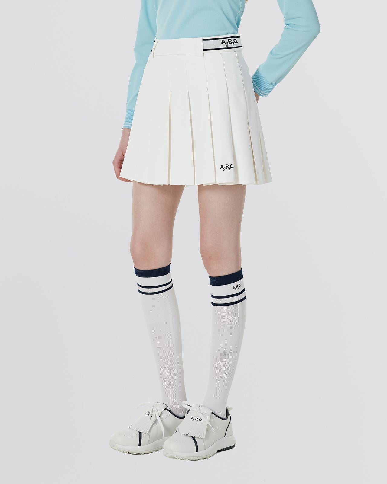 Aude Pleated Skirt White