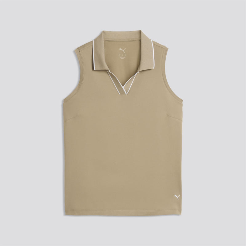 Cloudspun Essential Sleeveless Polo Shirt Iced Coffee