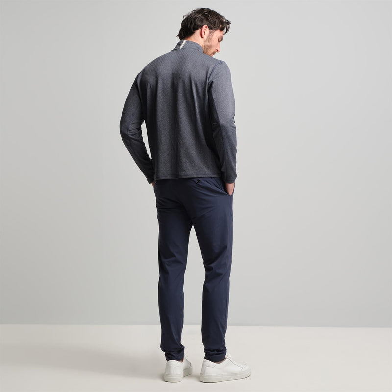 Palmer Performance Quarter Zip Navy Herringbone