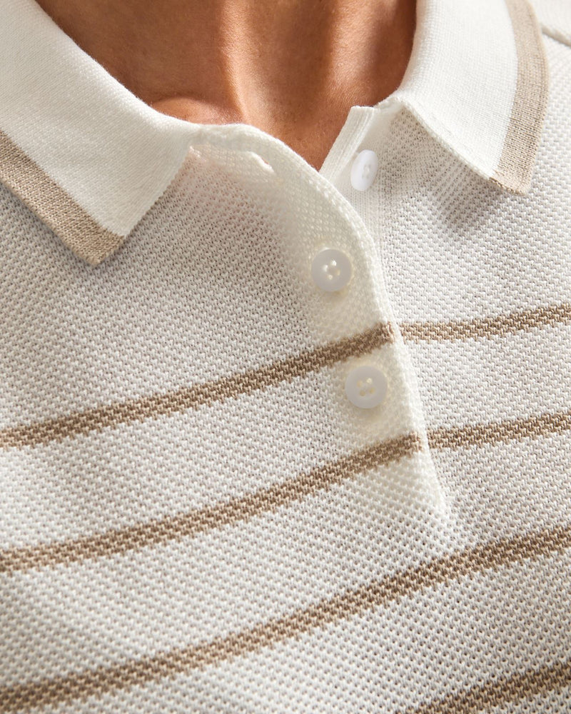 Ultimate365 5+ Stripe Knit Polo White