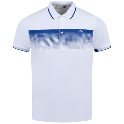 Sport-Fit-Stretch-Poloshirt mit Punktmuster, Weiß/Ägäis – AW23