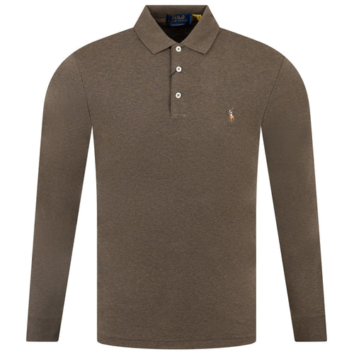 Polo Golf Slim Fit Cotton Long Sleeve Polo Olive Heather - AW23