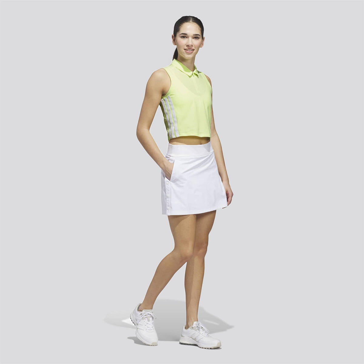 Beyond The Course Crop Twistknit Polo Shirt Frozen Lemon