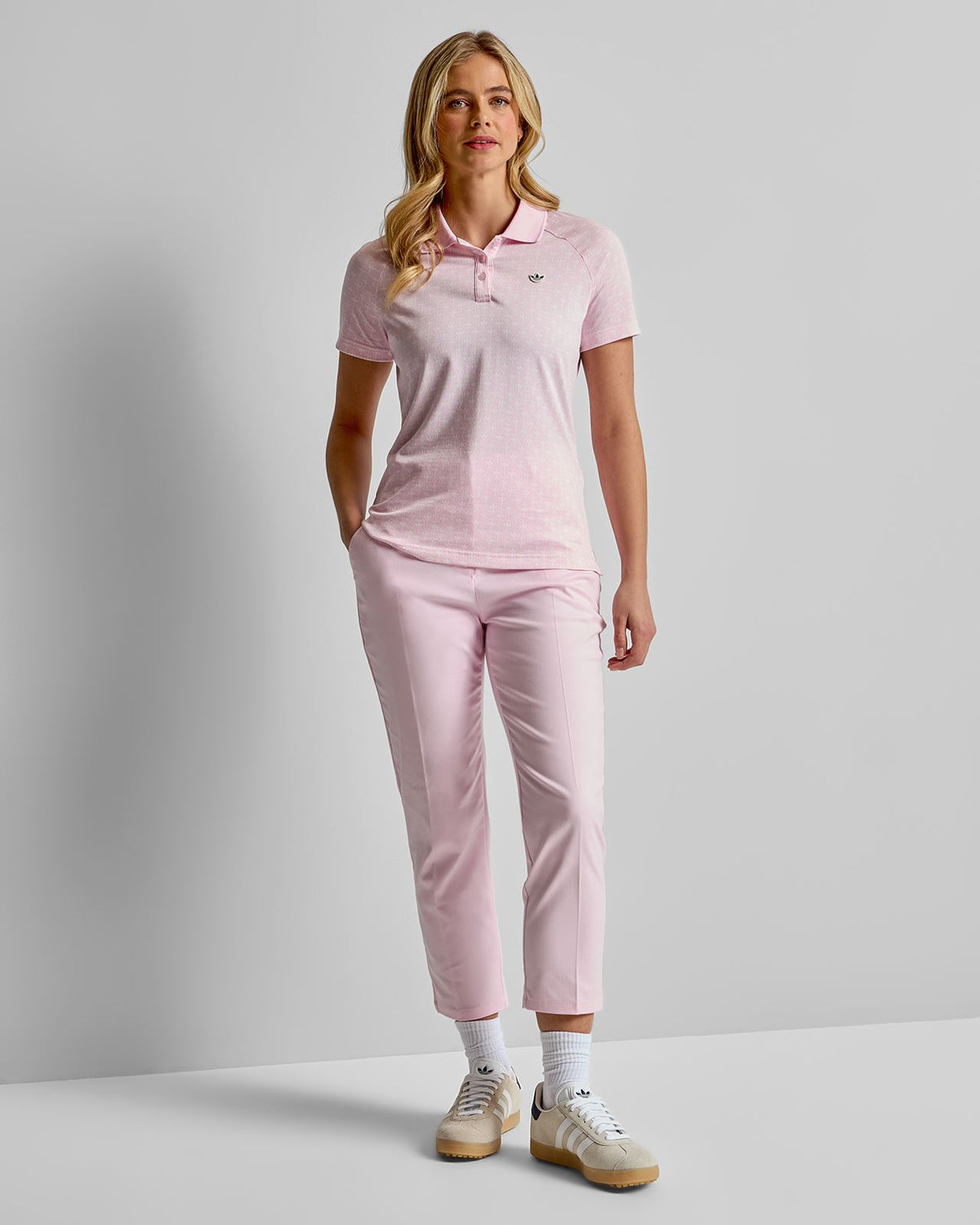 Originals All Over Trefoil Polo Clear Pink/Chalk White