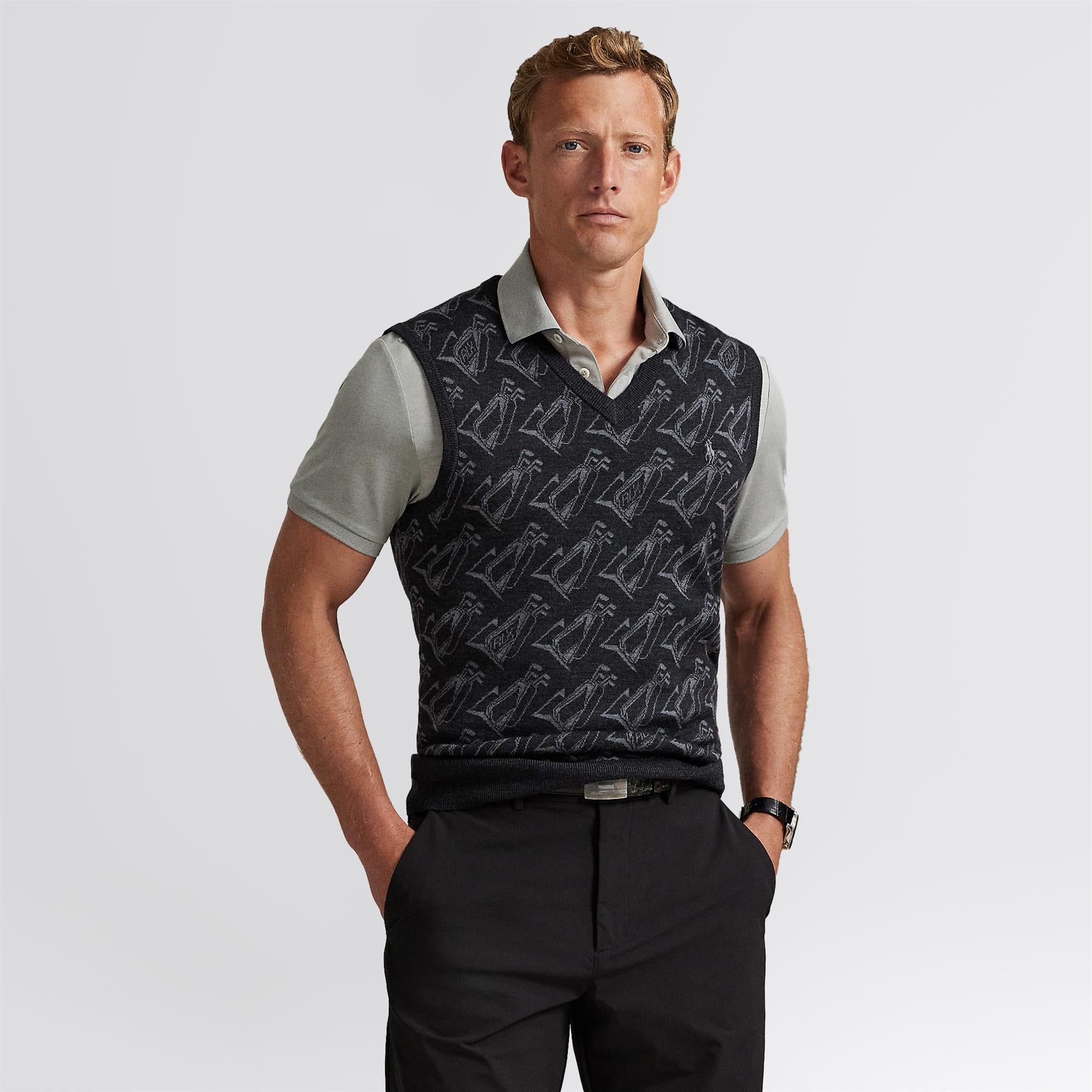 RLX Golf Motif Performance Sweater Vest Grey Multi
